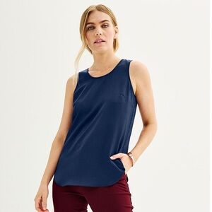 NWT Nine West resolute blue round neck shell tank top size XS